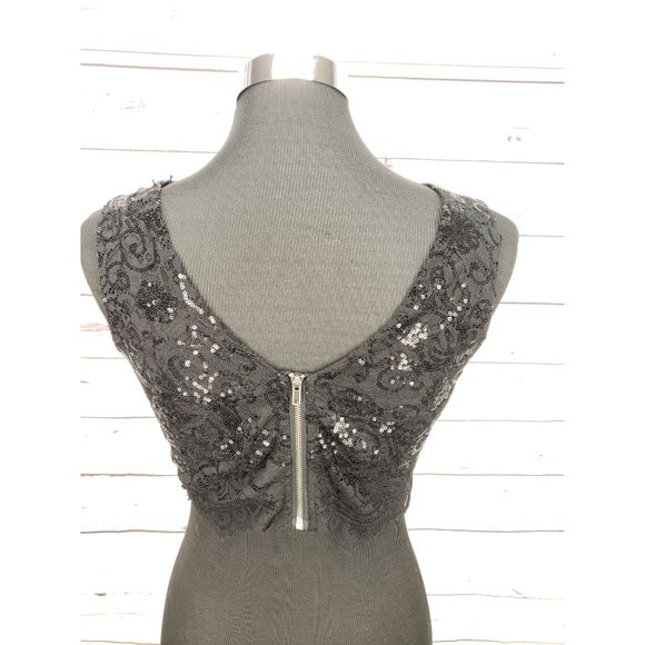City Triangles Black‎ Sequin Lace Sleeveless Flared Top  Size 5 - Picture 5 of 10